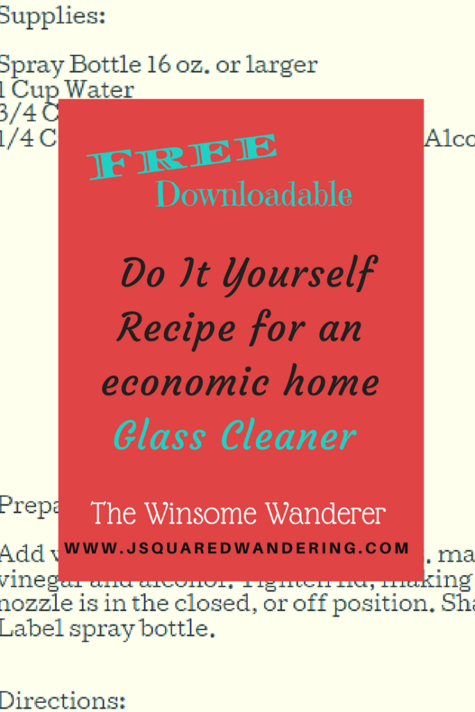 free downloadable economic DIY recipe for Glass Cleaning 